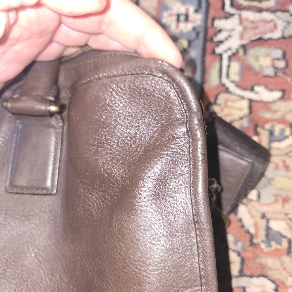 Coach Heritage Web Slim Briefcase #1171 Dark Brown Leather Briefcase